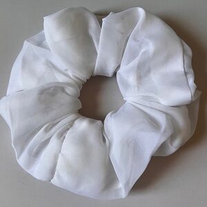 Handmade Oversized White Tulle Scrunchie Sheer Statement Hair Accessory